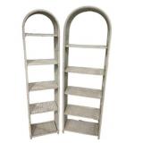 Two White Wicker Open Bookcases 76'h., 24'w