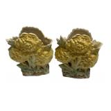 Pair of McCoy Pottery Chrysanthemum Vases 8'h