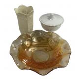 Bowl, Ceramic Candy Dish, and Vase