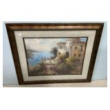 Framed European Scene 31'h., 36'w
