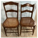 Two Caned Seat Side Chairs