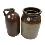 Two Brown Stoneware Crocks 10'