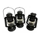 Reproduction Three Black and Glass Lanterns
