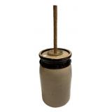 Brown Stoneware Butter Churn