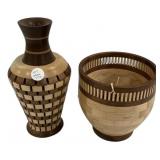 David Thompson Hand Crafted Bowl and Vase 10 1/2