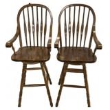 Pair of Late 20th Century Oak Barstools