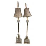 Pair of Metal and Glass candlestick Lamps