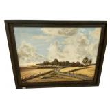 Signed Nadine Jackson 1975 Folk Art Landscape Pain