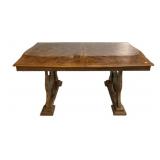 Pressed Oak Double Pedestal Dining Table 30'h., 6