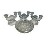 VTG Glassware Candle Holders and Button Candy Dish