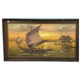 Signed 20th Century Tropical Landscape Painting of