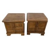 Pair of Ethan Allen Nutmeg Side Tables 21'h., 23'