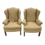 Pair of Upholstered Wing Back Arm Chairs