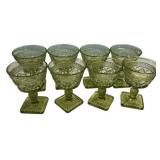 8 Green Depression Glass Sherbets