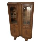 English Jacobean Oak China Cabinet 60'h., 36'w.,