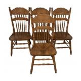 Four Late 20th Century Oak Pressed Back Dining Cha
