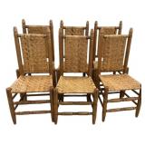 6 Oak Hickory Woven Side Chairs