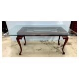 Chinese Chippendale Glass Top Dining Table 29'h.,