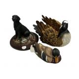 Goose, Duck, and lab Resin Sculptures