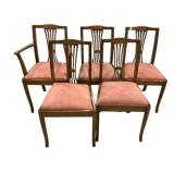 5 Mid Century Chippendale Style Dining Chairs