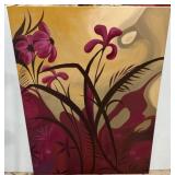 Unsigned Flower Painting on Canvas 48'h., 36'w