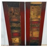 Pair of Signed Painted Narrow Canvas 48'h., 18'w