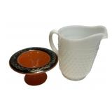 Milk Glass Pitcher and 1920's Orange Compote