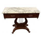 20th Century Victorian Lyre Base Italian Marble Ta