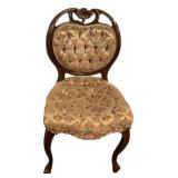 Victorian rose velvet balloon-back side chair