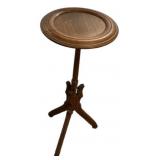 Eastlake Tripod Walnut Pedestal Table 30"h., 13"