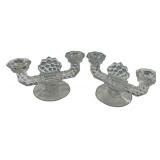 Pair of Fostoria American Clear Candle Holders