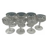 Seven 4" Fostoria American Clear Wine Glasses