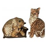 Two Ceramic Leopard Large Sculptures 32"