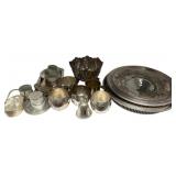 Assorted Group of Silver Plate Trays and Cups