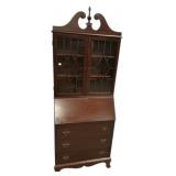 VTG Mahogany Chippendale Style Secretary Bookcase
