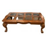 Oak Rectangle Glass Coffee Table 17"h., 50"w