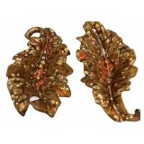 Pair of 15" Glazed Ceramic Leaf Dish