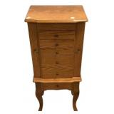 Modern Oak Jewelry Cabinet 38"h., 15"w