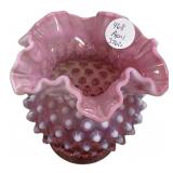 Pink Fenton Hobnail 4 1/2 vase