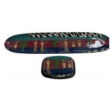 Signed Ceramic Long Dish and Butter