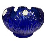 4"h Fenton Cobalt Blue Lotus Petal Rose Bowl