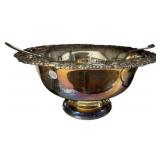 Silver Plate Punch Bowl 8"h., 17"dia