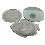 Duck Glass Platter, Glass Stand, Glass Fish Platte