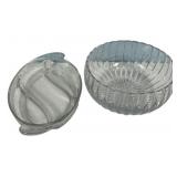 Heavy Crystal Bowl and Divided Dish