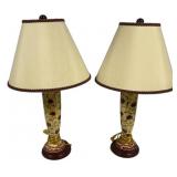 Pair of Floral Ceramic Lamps