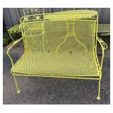 Wrought Iron Yellow Patio Bench