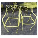 Pair of Wrought Iron Yellow Side Chairs