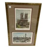 28"h., 17"w Westminster Abbeya and Nelsons Colum