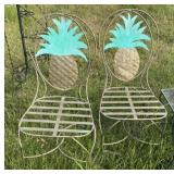 Two Pineapple Iron Chair and Table