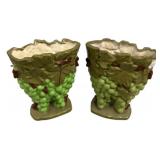 Pair of Ceramic Grapevine Vases 8"
